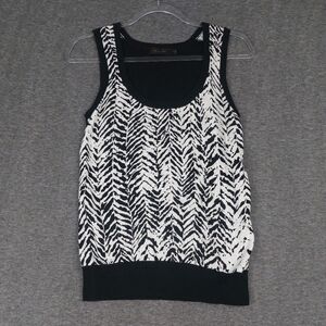 THE LIMITED WOMENS BLACK WHITE ZEBRA SLEEVELESS SCOOP NECK SWEATER VEST SZ M
